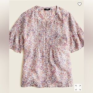 J. Crew Silk cotton voile pintuck top in blooming floral